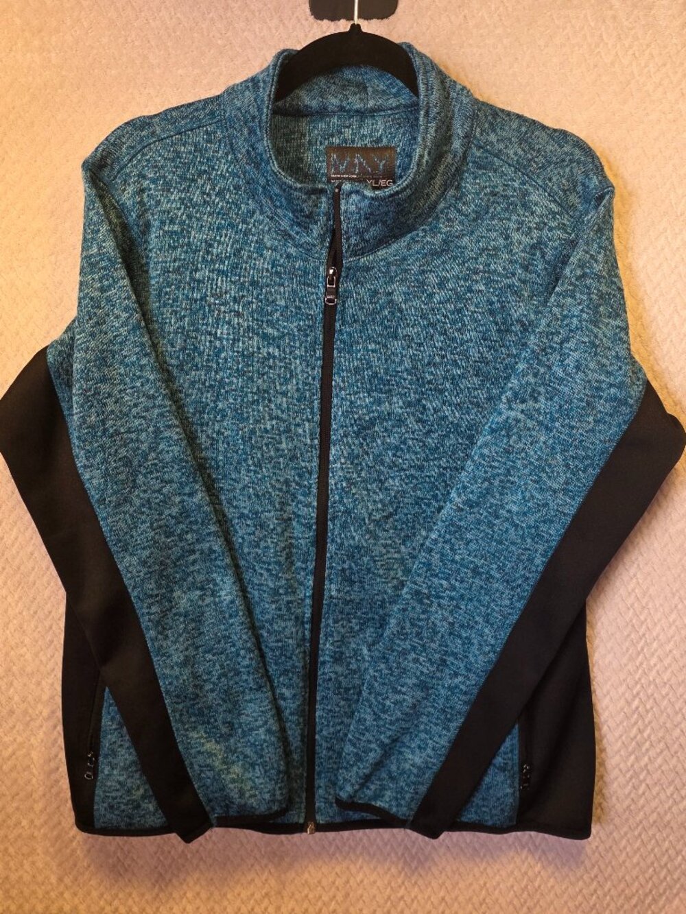 Women's Marc New York Full Zip Jacket Turquoise & Black Activewear Knit SZ XL